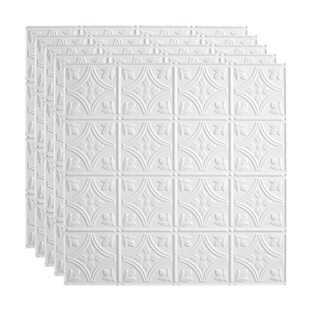 FASÄDE Traditional 1 Decorative Vinyl 2ft x 2ft Lay in Ceiling Panel in Gloss White (5 Pack)