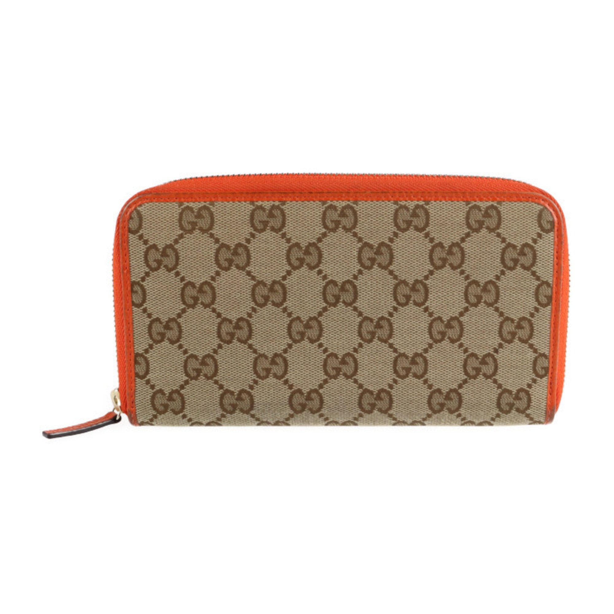 Gucci Beige/Orange GG Supreme Canvas Web Bifold Wallet Gucci