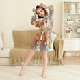 thumbnail image 3 of FORMRS Niños Bathrobe Unisex Hooded Robe Soft Plush Pajamas Sleepwear, Size 7-9T, Purple Floral Tomatoes, 3 of 7