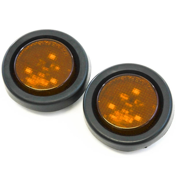 Red Hound Auto (2) Amber LED 2 Inches Round Side Marker Light Kits with