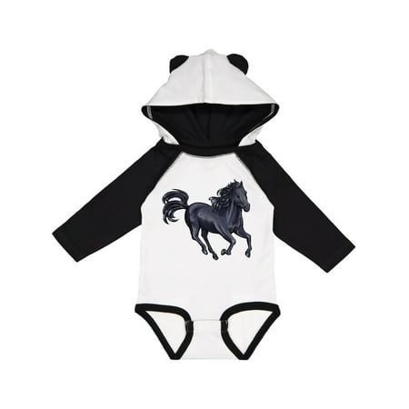 

Inktastic Beautiful Galloping Black Horse Gift Baby Boy or Baby Girl Long Sleeve Bodysuit