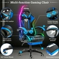thumbnail image 3 of Hoffree Gaming Chair with Massage PU Leather Office Chair with Footrest and LED Light Ergonomic Gamer Chair Lumbar Support Adjustable Headrest High Back Computer Desk Chair for Home Office, 3 of 11