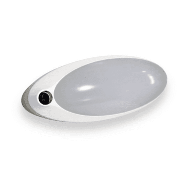 Jupiter 12V LED RV Ceiling Double Dome Light with Switch, Neutral White 4200K, Frosted Lens, White Base,  Interior Light for Camper, Trailer, Motorhome, Boat (07-004NW)