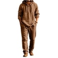 thumbnail image 3 of YABCSAZ Men's 2 Piece Cotton Linen Sets Casual Long Sleeve Button Hoodie and Loose Pants Set Beach Vacation Outfits Casual Lightweight Lounge Sets, 3 of 7