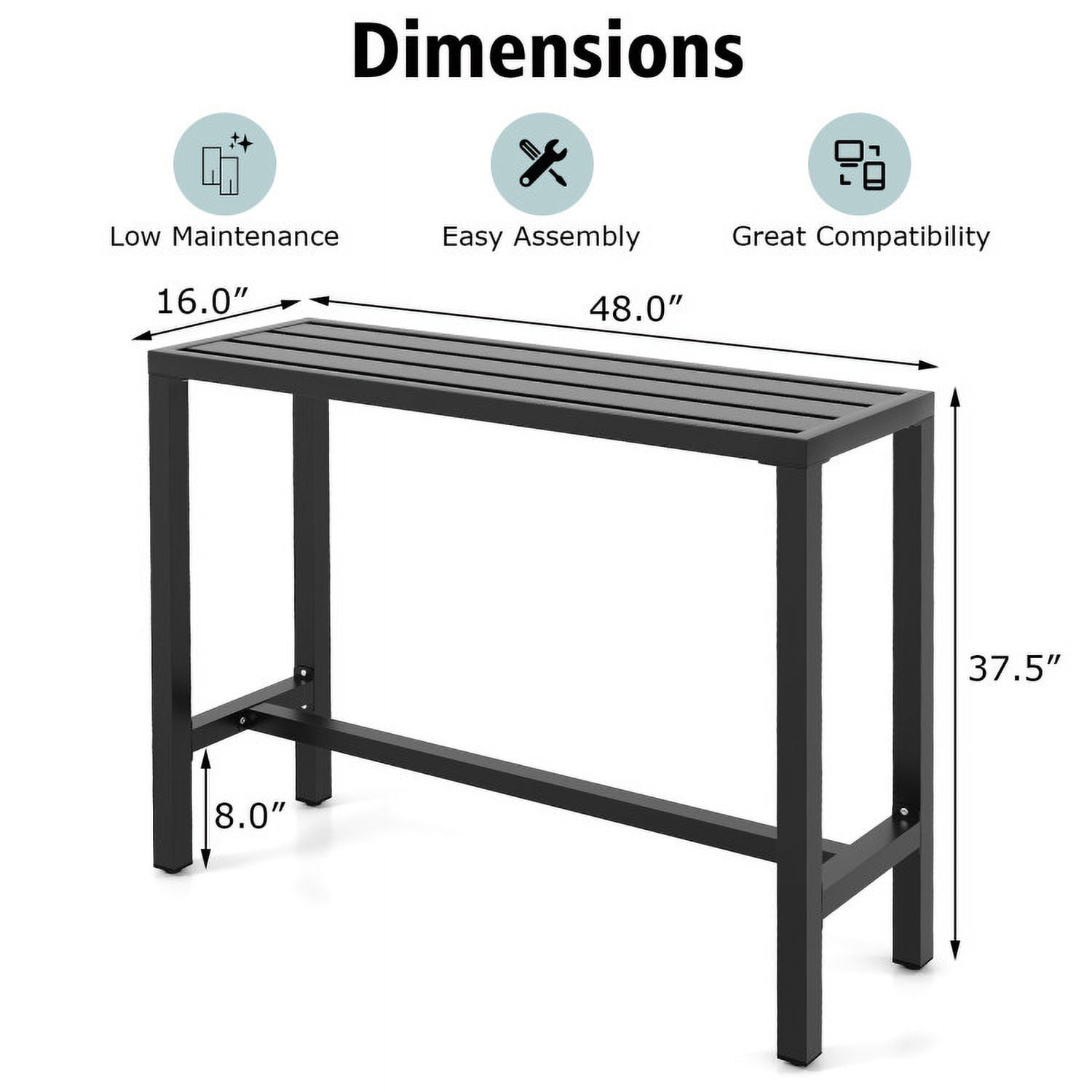 Aimee Lii Outdoor Bar Table with Waterproof Top and Heavy-duty Metal Frame, Outdoor Patio Furniture Aimee Lii Outdoor Bar Table with Waterproof Top and Heavy-duty Metal Frame, Outdoor Patio Furniture