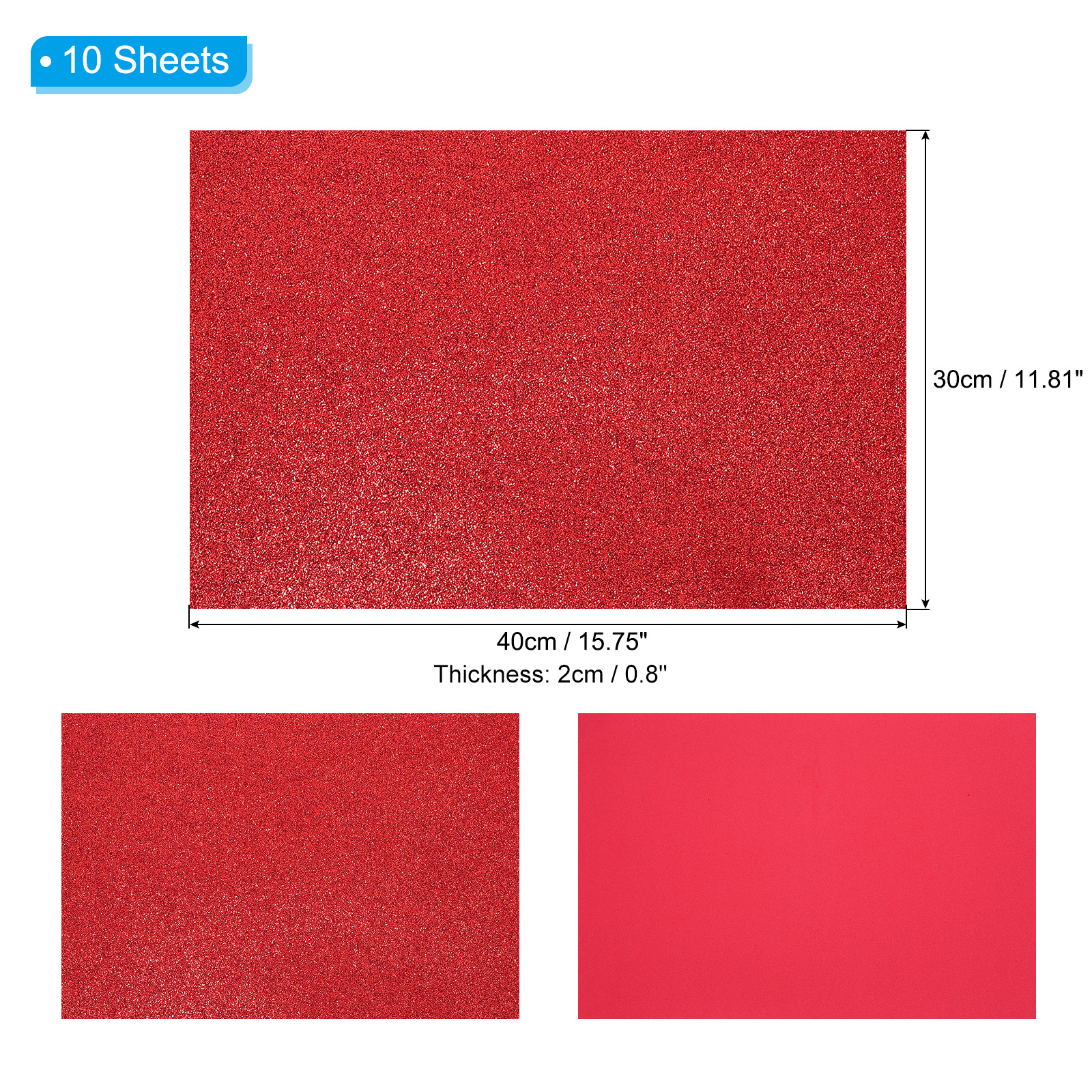 Uxcell 20 Sheets 2mm Glitter Foam Sheet, 16" x 12" Pink Sparkle EVA Paper