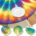 thumbnail image 4 of Colorful Rainbow Tie Dye Spiral Pattern Round Fitted Tablecloth with Elastic Edge,Dining Table Cover Waterproof,Outdoor Round Tablecloth for Camping,Dining,Indoor and Outdoor, 4 of 7