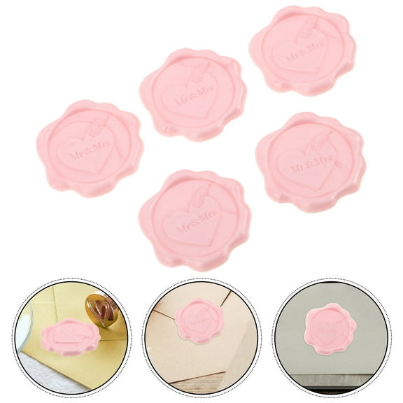 TABLZONE 50 Pcs Heart Pattern Wedding Wax Seal Stickers Self Adhesive Envelope Labels for Invitations
