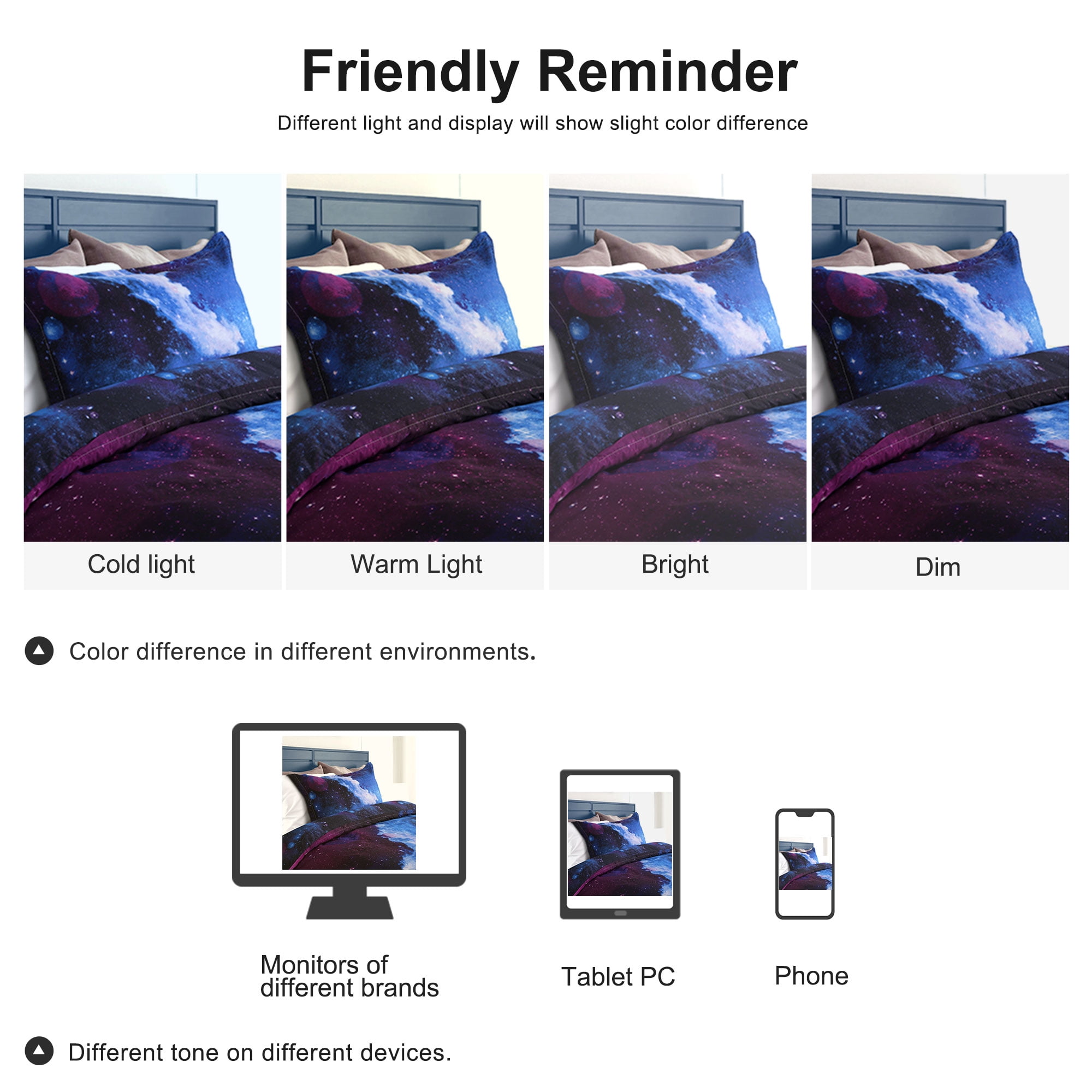 2 Piece 3D Galaxy Duvet Cover Bedding Set with Pillowcase, Twin, Blue Sky