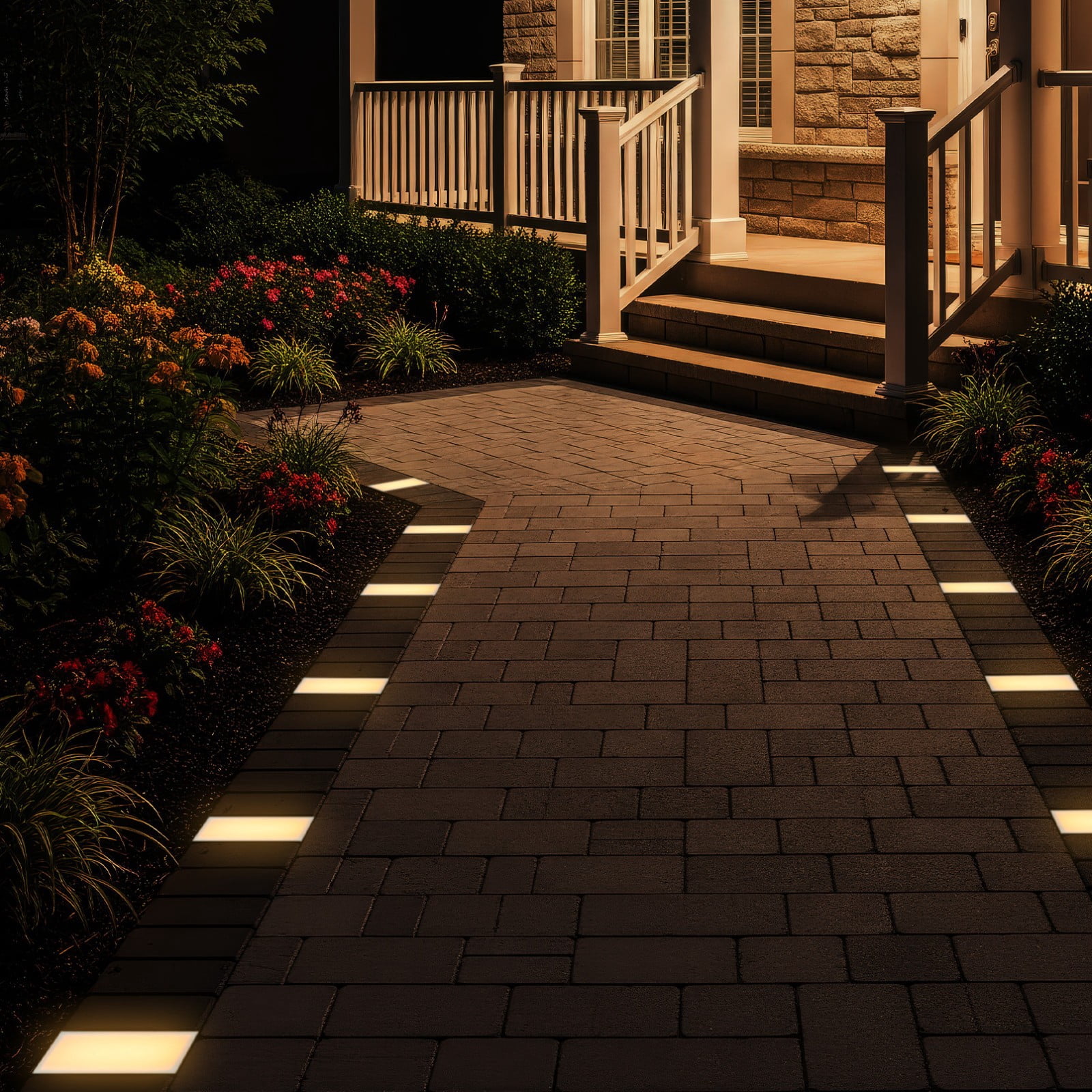 2 Pack 4×8 Inch 2W Low Voltage 5CCT Paver Light, IP67 Glare-Free Brick Light, Drive-Over Safe LED Landscape Light, 12-24V AC/DC Hardwired Pathway Light