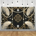 thumbnail image 2 of 1920S Roaring Great Backdrop Feather Pearl Deco Luxury Black Gold Photography Background Birthday Wedding Dance Prom Masquerade Mardi Gras Carnival Party Banner Photo Booth, 2 of 4
