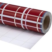 Christmas Red Wrapping Paper Roll, Buffalo Plaid Red for Christmas Winter Holiday Family Gathering, Grid Backing, 17 inches x 32.8 Feet, Mini Roll