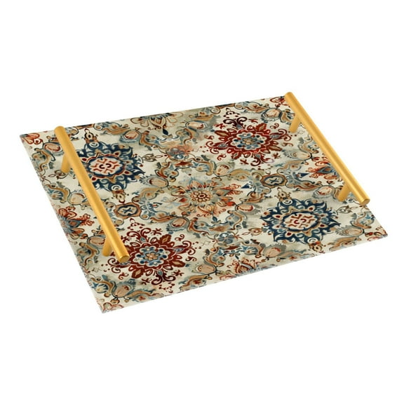 Ryvnso Ethnic Indian Mandala Paisley Rustic Bathroom Tray Vanity Countertop Trays Acrylic Organizer