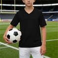 thumbnail image 2 of ZVNAΖH Kids Boys' V-Neck Quick Dry Soccer Jersey, Breathable Mesh Short Sleeve Sports T-Shirt for 3-15Y, 2 of 8