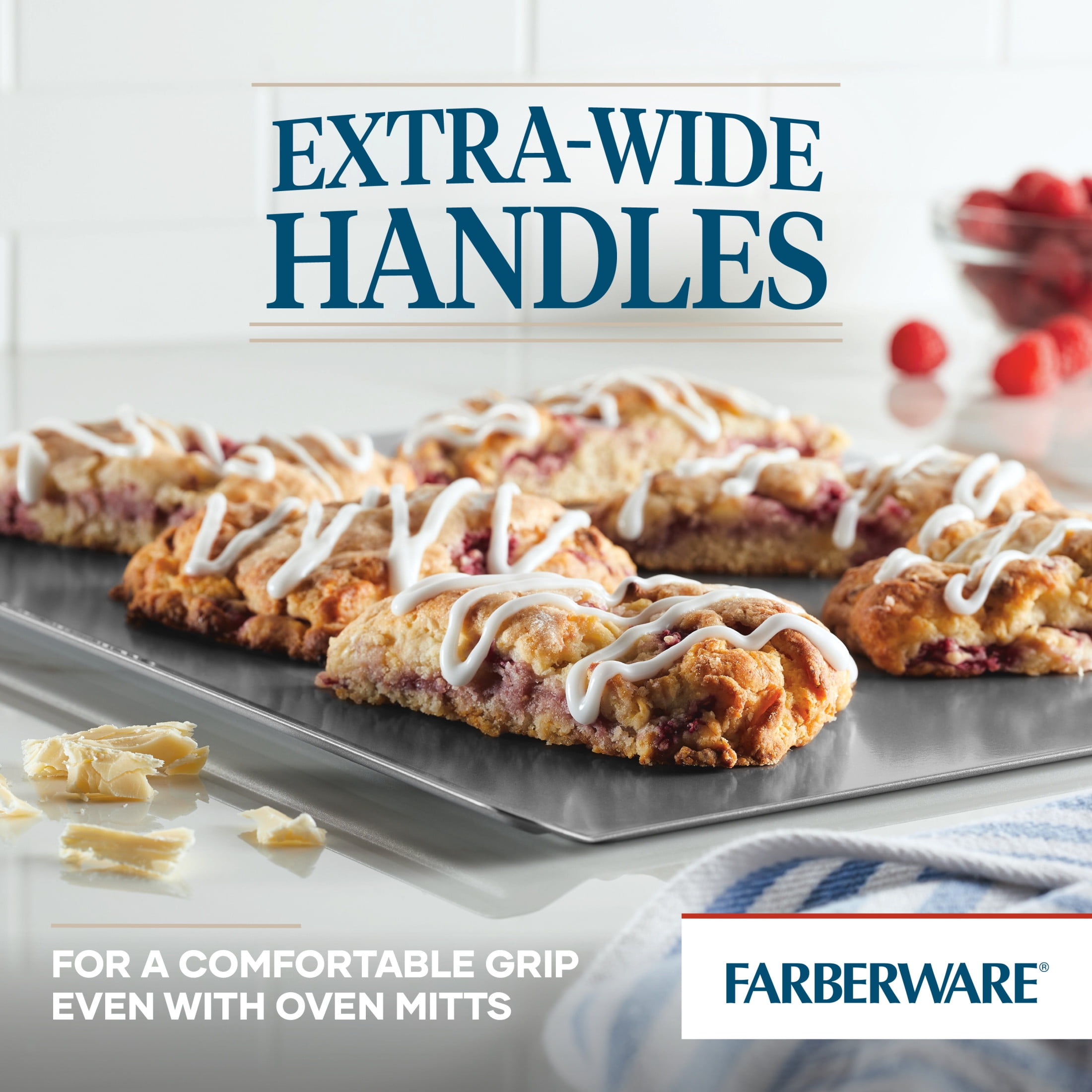 Farberware GOLDENBAKE 15.5x20 Inch Nonstick Jumbo Cookie Sheet, Dishwasher Safe and Oven Safe to 450°F, Light Gray