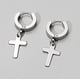 thumbnail image 3 of Par De Aretes De Cruz Para Hombre Pendientes Colgantes Xtellar Color Plateado, 3 of 4