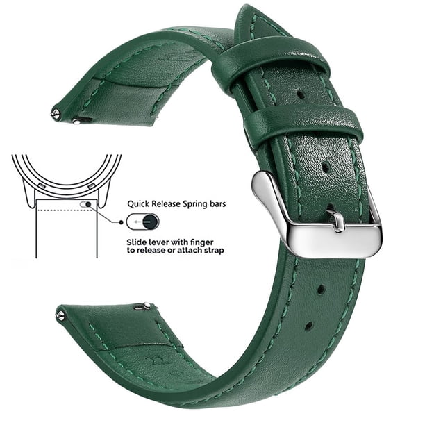 Correa de reloj de cuero genuino de grano superior, correas de reloj de liberación rápida de 18mm/20mm/22mm, se adapta a Samsung Galaxy Watch, Garmin Huawei Watch