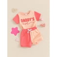 thumbnail image 6 of Aojekbee Baby Boys Girls Summer Outfits Fuzzy Letter Embroidered Contrast Color Short Sleeve T-Shirts Tops and Shorts 2Pcs Clothes Set, 6 of 10