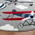 thumbnail image 3 of SAFAVIEH Carousel Kids Biplanes in the Sky Area Rug, Light Gray/Red, 8' x 8' Round, 3 of 10