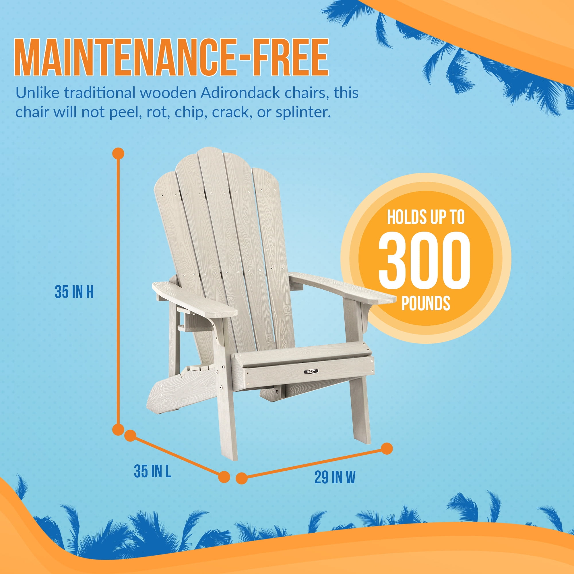Bluewave Ez-Care Tek-Wood Adirondack Chair Slate Grey