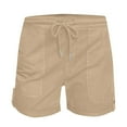 thumbnail image 5 of Luxalzxs Shorts for Women 2025 Summer Casual Elastic High Waisted Cargo Shorts Drawstring Pure Color Soft Comfy 5 Inch Inseam Shorts, 5 of 6