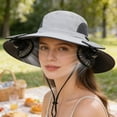 thumbnail image 7 of 3 Speed Solar Powered Fan Hat with 2 Fans, Wide Brim Sun Hat for Outdoor Fishing, Hiking Gardening, USB Solar Charging, Mother's Day Gift for Women Mom, Birthday Gift for Girlfriend, Gray, 7 of 7