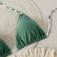 thumbnail image 3 of Women's Triangle Bikini Set Halter String Two Piece Swimsuit Brazillian Bathing Suit Cheeky Cute Swimwear (Green,L), 3 of 6