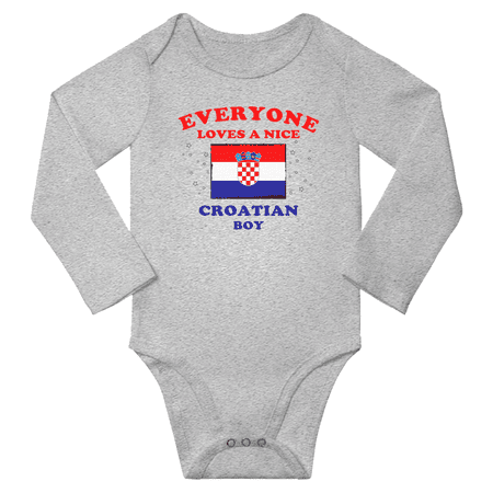 

Everyone Loves a Nice Croatian Boy Baby Long Slevve Rompers Bodysuit (Gray 12-18 Months)