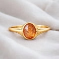thumbnail image 2 of Solitaire Oval Cut Sunstone Engagement Ring, Solitaire Signet Band Ring, Anniversary Ring, Stackable Promise Ring, Bezel Set Ring, Solitaire Gesmtone Ring, October Birthstone Ring, 2 of 4