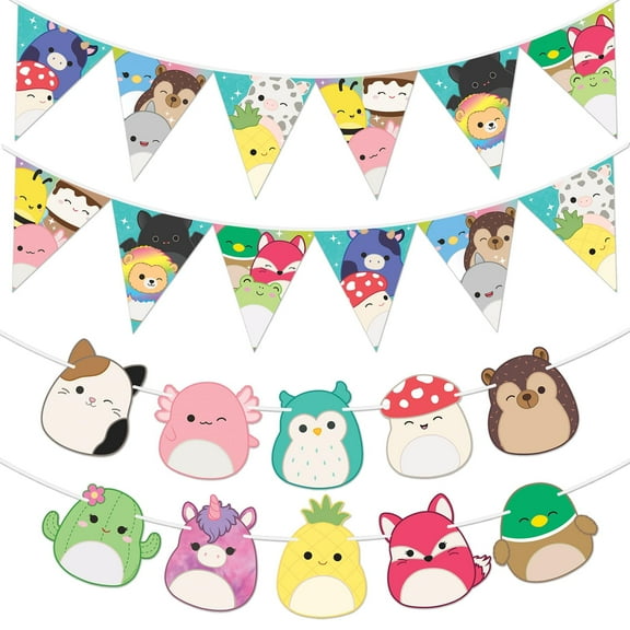 Squishmallows Banner & Pennants Kit - Squishmallows Party Decorations