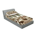 thumbnail image 2 of Ambesonne Classic Fitted Sheet & Pillow Sham Set, Opulent Palatial Room Scene, Twinxl, Ecru Seafoam and Cocoa, 2 of 2