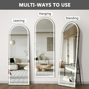 Hasipu 71 X 32 LED Arch Full Length Mirror, Black Frame Mirror with Lights Wall Mounted Free Standing Leaning for Bedroom, Living Room, Dressing Area