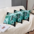 thumbnail image 5 of Set of 2 Modern Turquoise Decor Throw Pillow Covers 22x22 Inch for Bed Couch,Geometric Striped Pillow Covers,Mid Century Cushion Covers,Grunge Oil Painting Artwork Decorative Pillow Covers,Teal, 5 of 7