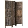 thumbnail image 5 of Legacy Decor 3 Panel Room Screen Divider Antique Brown Wicker and Wood Diamond Design, 5 of 5