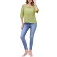 thumbnail image 2 of INSPIRAR CHIC Blusas de Verano de Manga Corta con Cuello Redondo y Diseño Calado para Mujeres M Mostaza Verde, 2 of 6