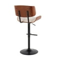 thumbnail image 3 of Lombardi Mid-Century Modern Barstool In Black Metal And Cream Noise Fabric With Walnut Wood Accent, 3 of 7