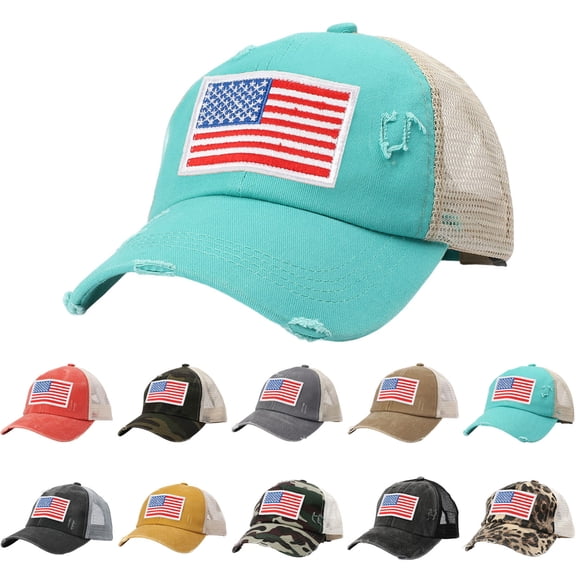 Lispipm Classic Low Profile Baseball Cap for Men Women Adjustable Cotton Hats with USA Flag Pattern Unisex Outdoor Sport Caps Green