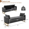 thumbnail image 4 of Aemeios 66"W Tufted Storage Bench for Bedroom End of Bed with Gold Legs and Two Pillows, Dark Gray, 4 of 12