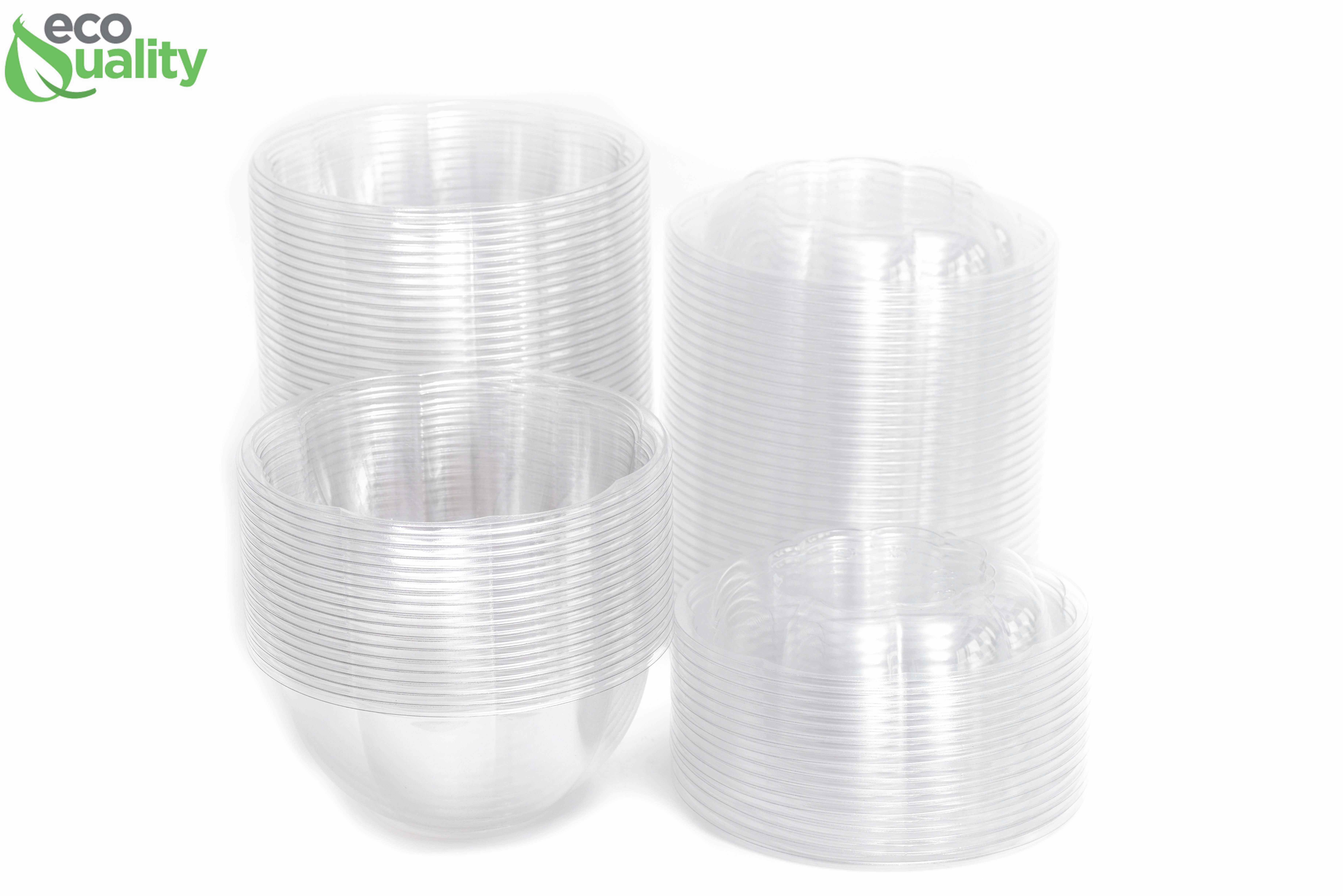 64oz Crystal Clear Plastic Disposable Salad Bowls with Lids To-Go with –  EcoQuality Store