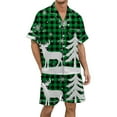 thumbnail image 2 of Mens Pajamas Set Short Sleeve Collared Top And Loose Pants Christmas Sleep Pajama Multicolored Printed Button Up Lightweight Sleepwear Loungewear with Pockets, 2 of 4