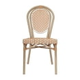 thumbnail image 6 of Emma + Oliver Set of Four Indoor/Outdoor Stacking Thonet Bistro Style Chairs with Natural & White PE Rattan Seat and Lt Nat Bamboo Metal Frame, 6 of 15