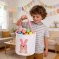thumbnail image 6 of Pink Easter Rabbit Canvas Tote Bag For Egg Hunt Candy Storage Shopping 15X12X4Inch, 6 of 6