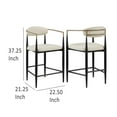 thumbnail image 5 of Tiara Counter Height Chair Set of 2, Beige Fabric, Black Metal 25 Inch, 5 of 6