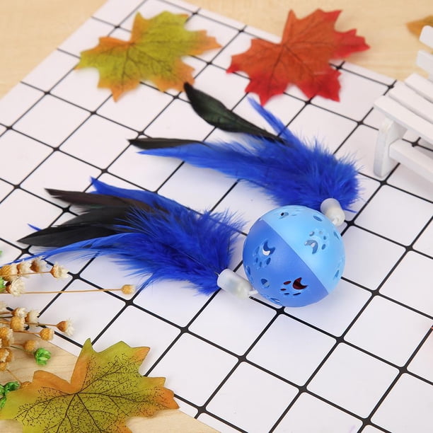 Mascota Gato Juguete Linda Pata Impresión Pluma Campana Bola Juguetes Divertidos Interactivos (Azul)