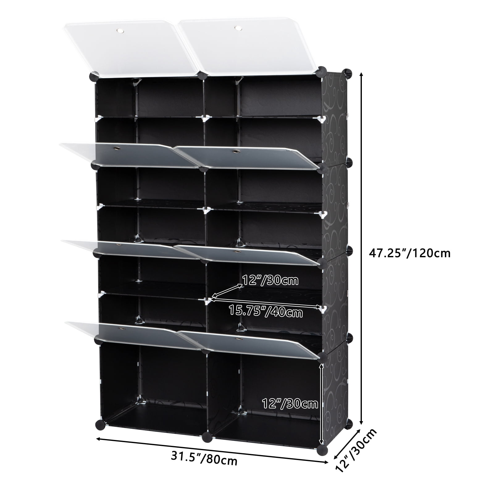 7-Tier Shoe Rack Organizer Portable 28 Pair 14 Grids Tower Shelf Storage Cabinet Stand Expandable for Heels, Boots, Slippers, Black