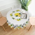 thumbnail image 2 of Yellow Lemon Round Tablecloths, Summer Circular Table Cover Washable Polyester for BBQ, Buffet Table, Parties, Holiday Dinner 60 Inch, 2 of 6