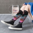 thumbnail image 5 of Xecao Bird4 print thigh-high socks, crafted for both men and women with a stretchy, high-opaque design perfect for daily wear, 5 of 6