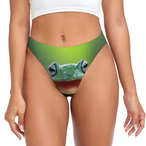 Balery Tree Frog Tangas de Algodón para Mujer con Estampado – Ropa Interior Sexy, Transpirable, G-string-X-Small
