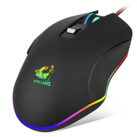 TSV Gaming Mouse Wired, 6 Buttons, 16.8million Chroma RGB Backlit, 3200 DPI Adjustable, Comfortable Grip Ergonomic Optical PC Computer Gaming Mice with Fire Button,