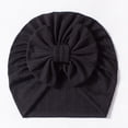thumbnail image 4 of Gtoiithly Warm Plush Knit Baby Beanie Turban, Stretchy Fuzzy Bow Hat, Comfortable Toddler Cap for Fall Winter Black 0-24 Months, 4 of 5